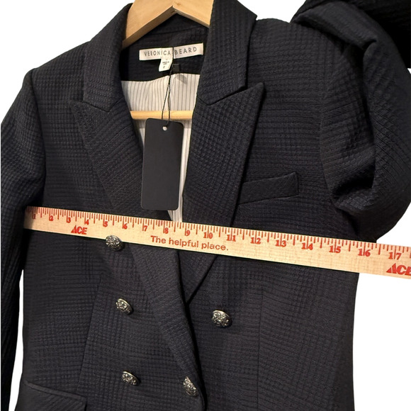 Veronica Beard 0 Plaid Miller Dickey Jacket $795 Double Breasted Blazer Navy - Picture 8 of 11